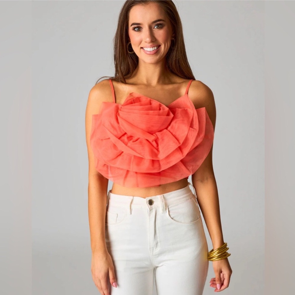 “BUDDY LOVE” 3D Petal Flower Crop Top